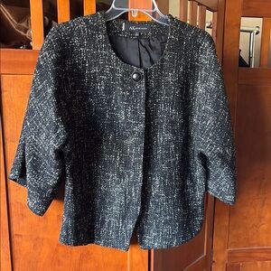 Anne Klein Black Tweed Dolman Sleeve Jacket